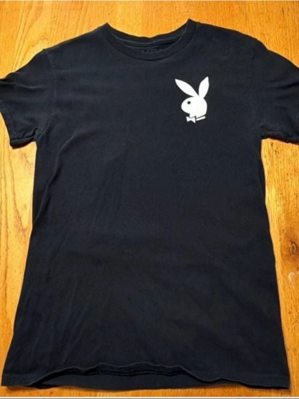 PLAYBOY Black Short-Sleeve Tee with White Bunny Logo